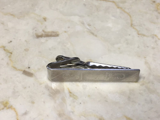 Silver Tone Tie Clip Vintage Gifts For Dad Mens Accessories Dapper Style