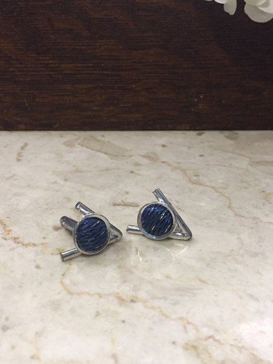 Silver Cuff Links with Blue