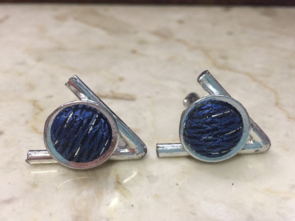 Silver Cuff Links with Blue