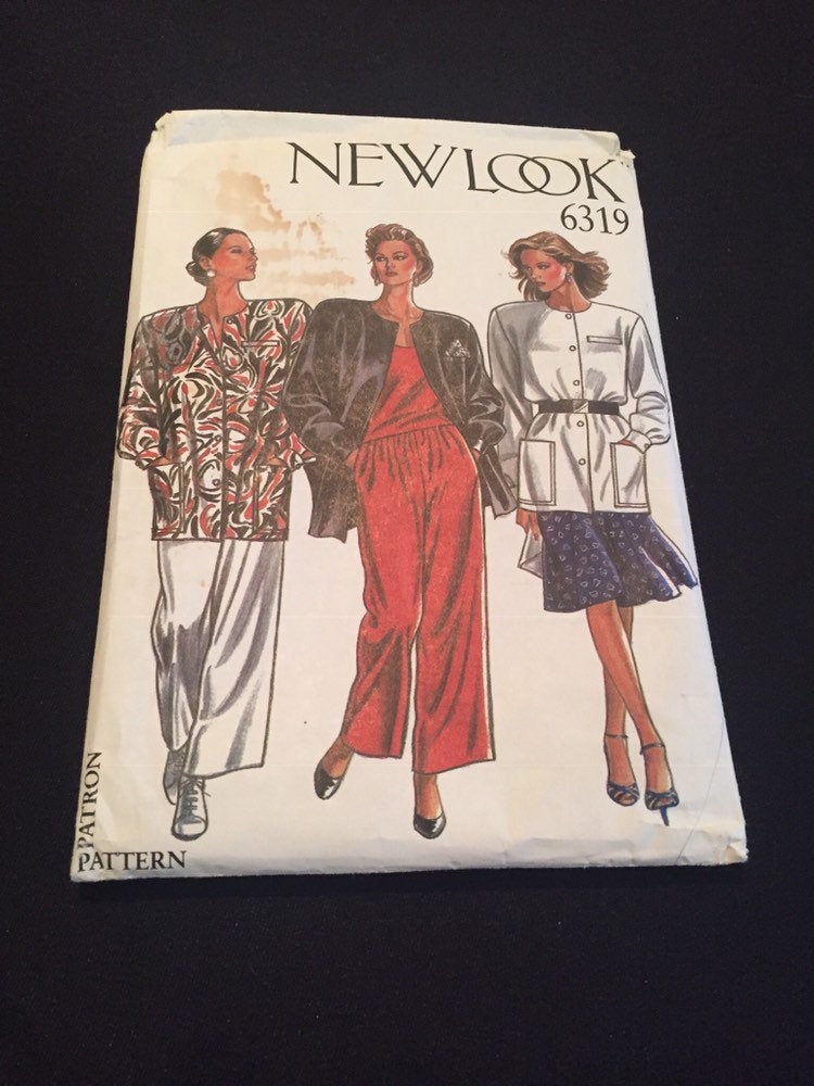 Lady's Vintage Suit Pattern-Wide Leg Trousers and Jacket Pattern-80s Sewing Pattern New Look 6319