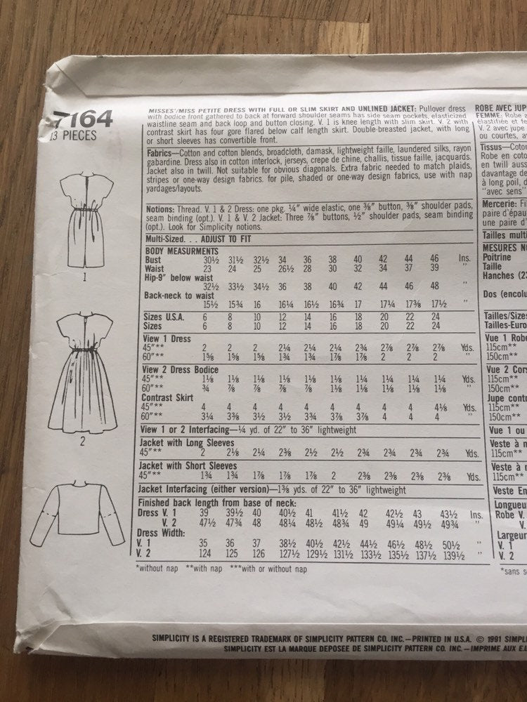 80s Dress and Jacket Simplicity 7164