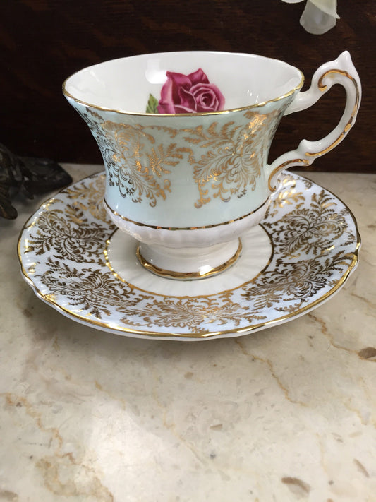 Paragon Pale Blue and Gold Vintage Teacup and Saucer