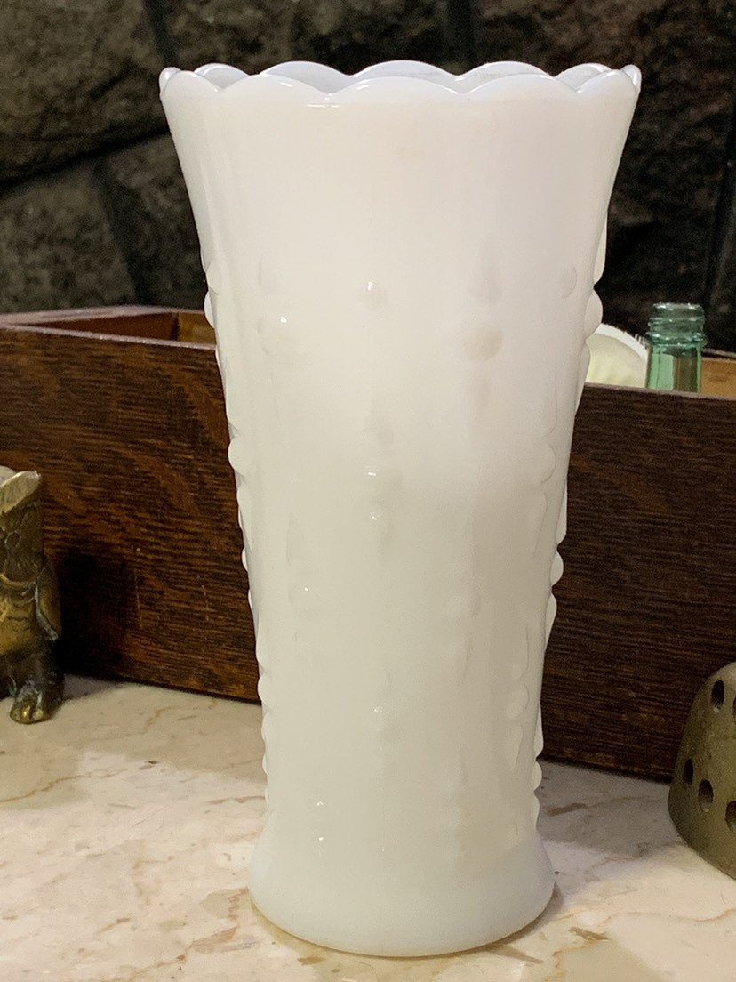 Anchor Hocking Milk Glass Vase with Teardrop Pattern