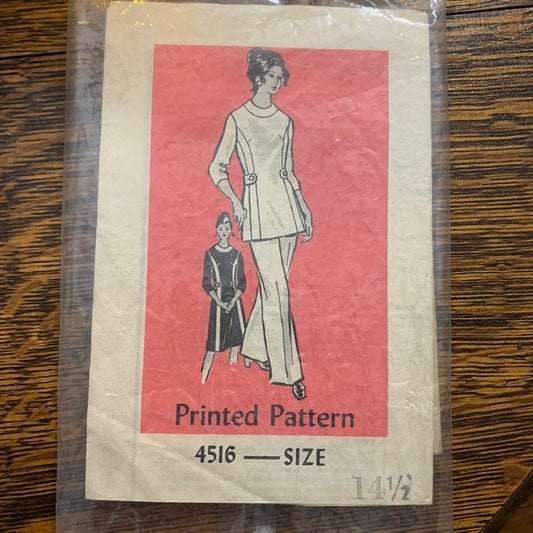 Lady's Pant Suit Fitted Dress Vintage Sewing Pattern