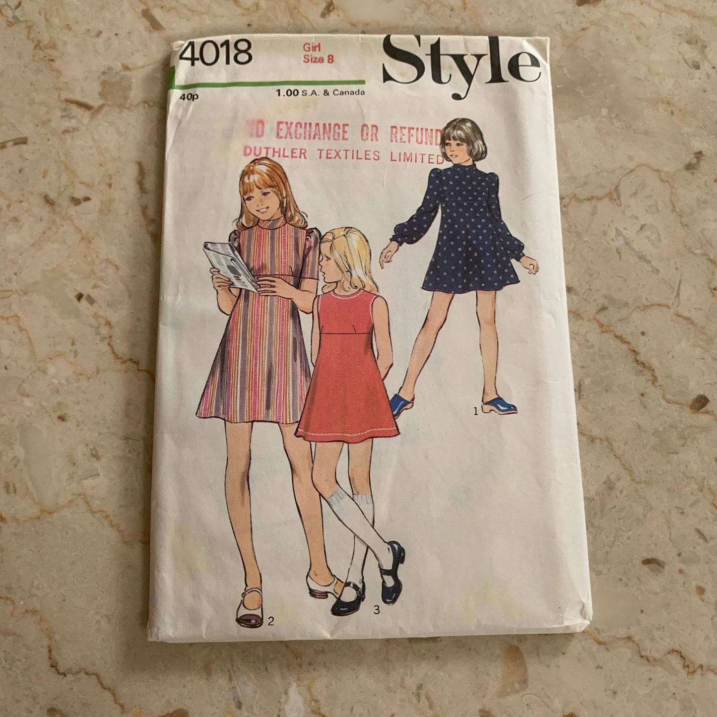 Girl’s Size 8 Dress with Short Puff Sleeves or Sleeveless Vintage Sewing Pattern Style 4018