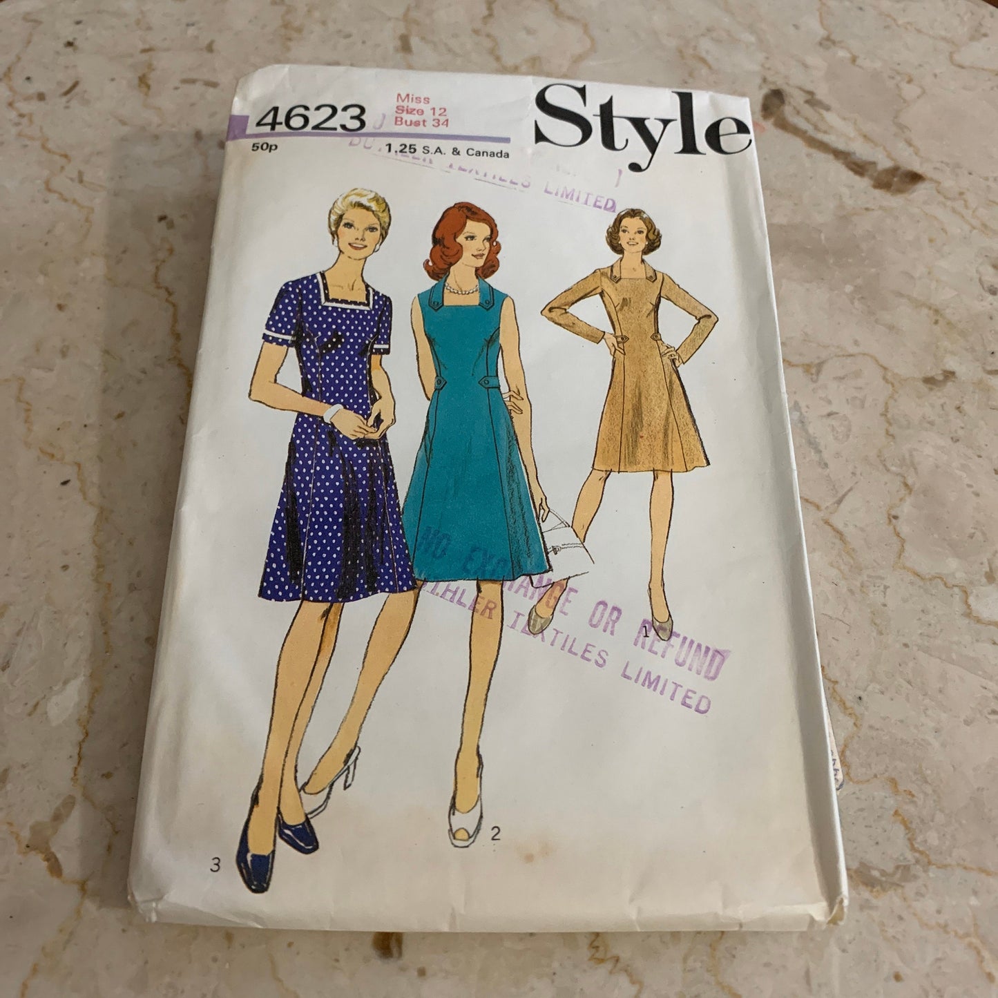 Lady's Sleeveless, Short Sleeve, or Long Sleeve Dress Vintage Sewing Pattern Uncut Sewing Pattern