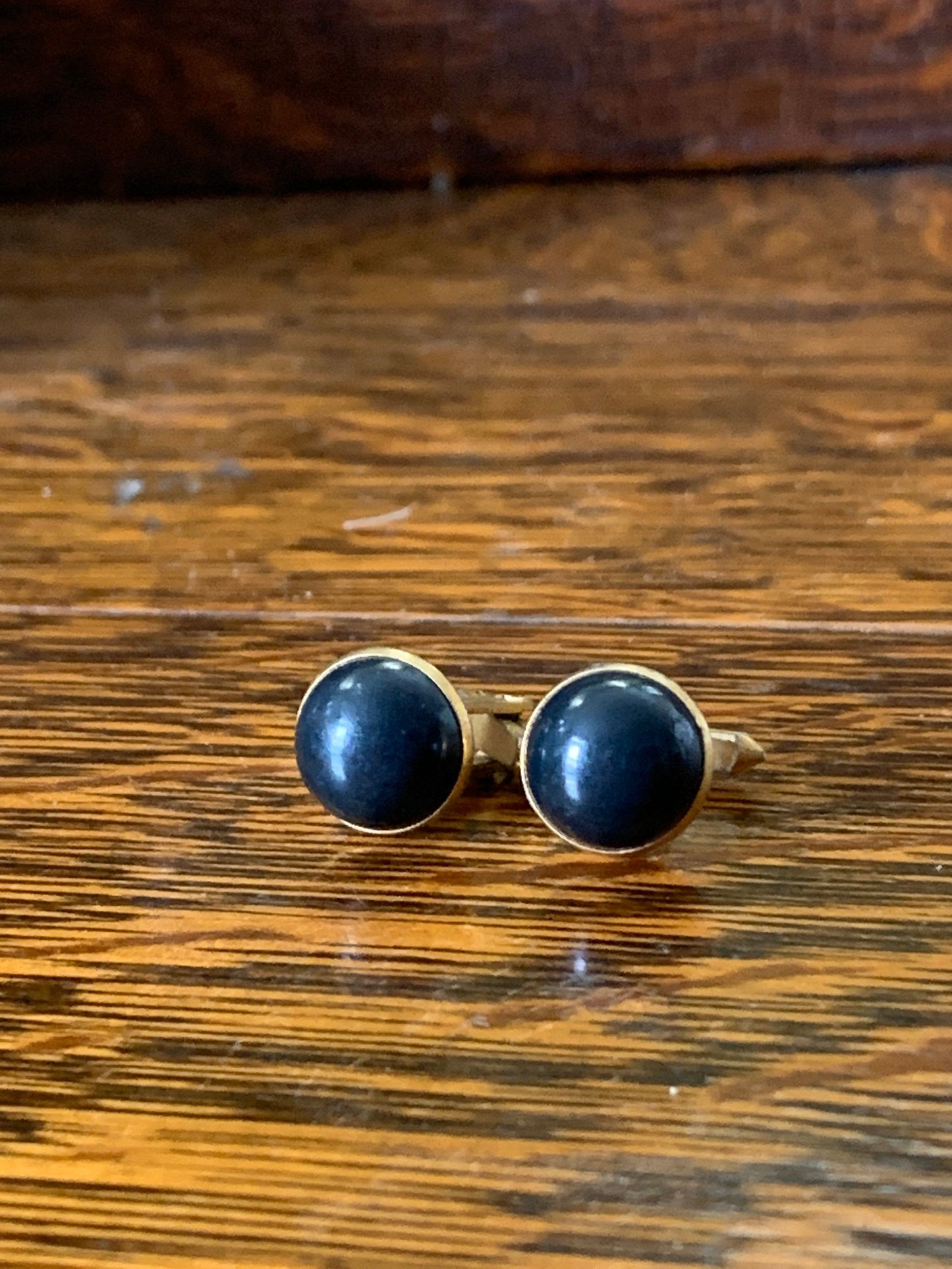 Round Black and Gold Vintage Cufflinks