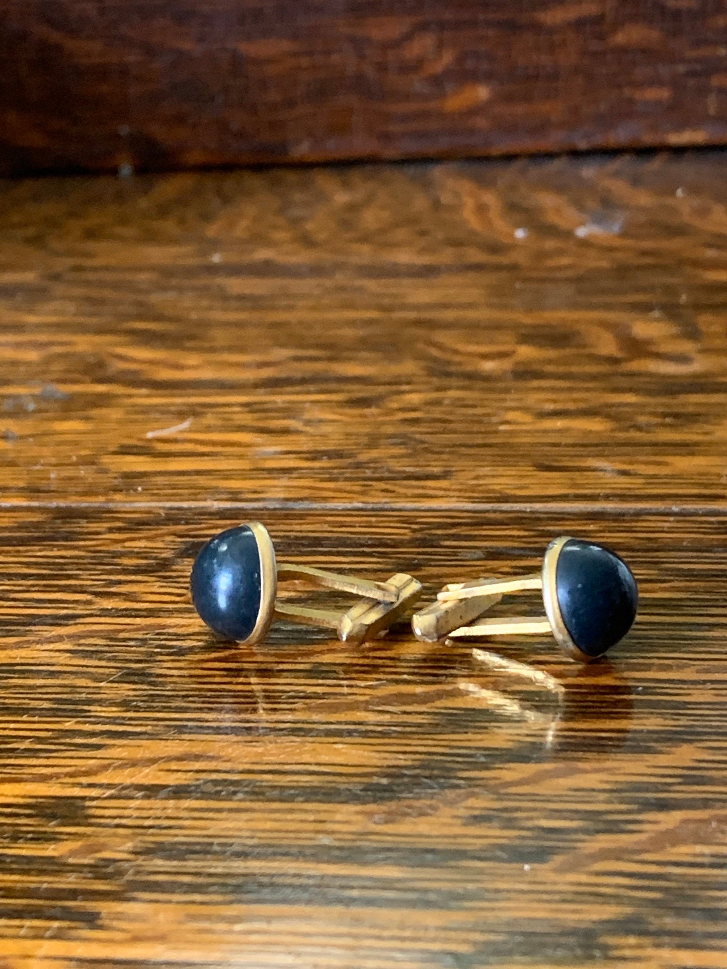 Round Black and Gold Vintage Cufflinks