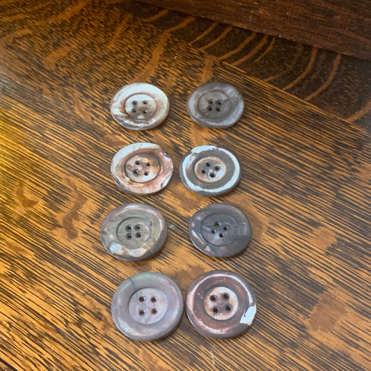 Set of 8 Vintage Shell Buttons 1.25” Diameter