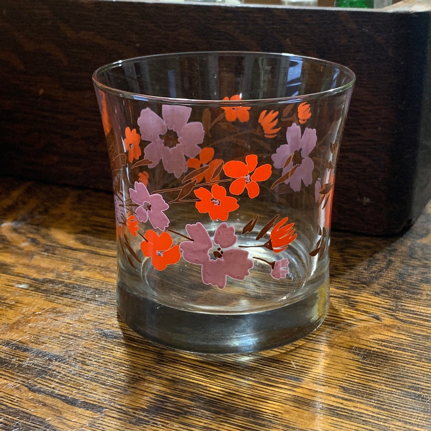 Vintage Juice Glass Set with Floral Pattern