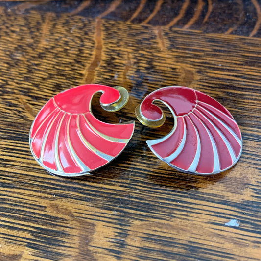 80s Vintage Enamel Disc Earrings