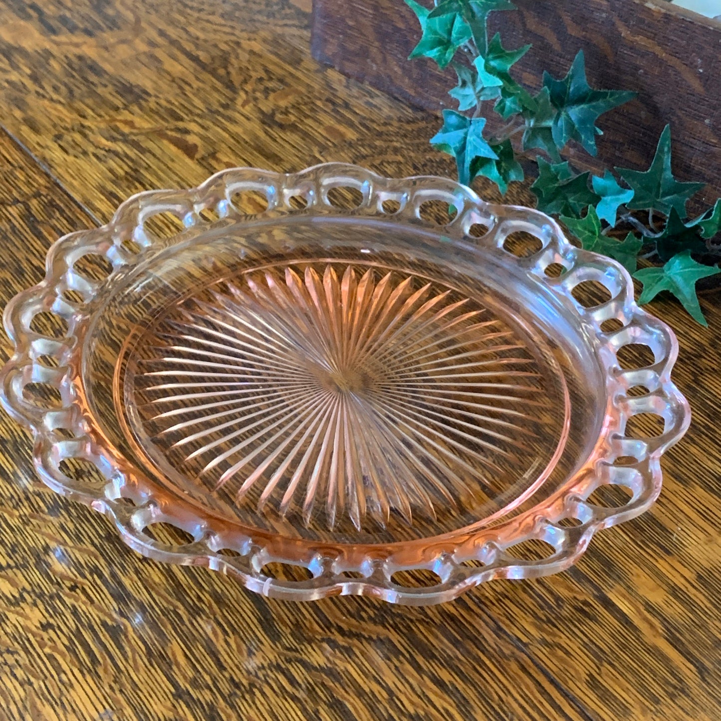 Pink Depression Glass Dinner Plate Old Colony Laced Edge Hocking Glass Company