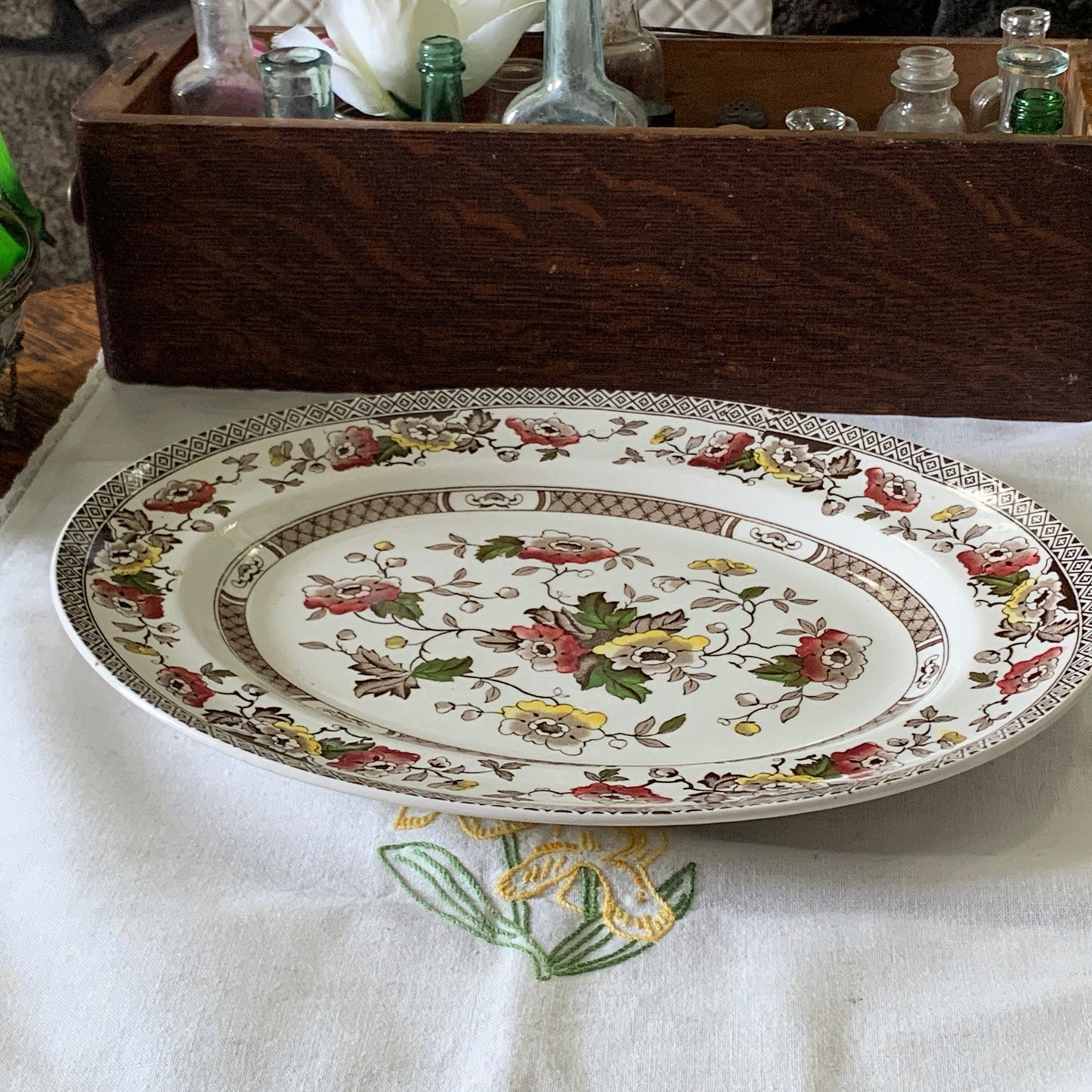 Vintage Ironstone Brown Jacobean Midwinter Serving Platter