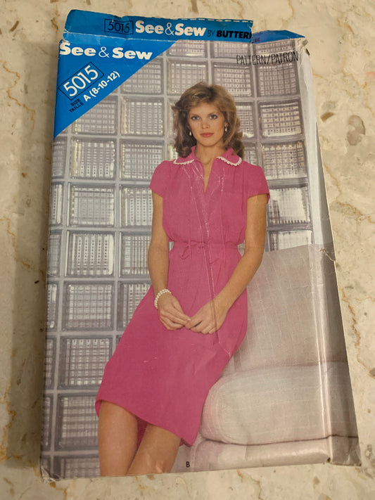 Misses Dress and Belt See & Sew 5015 Vintage Sewing Pattern size 8 10 12 French and English Instructions