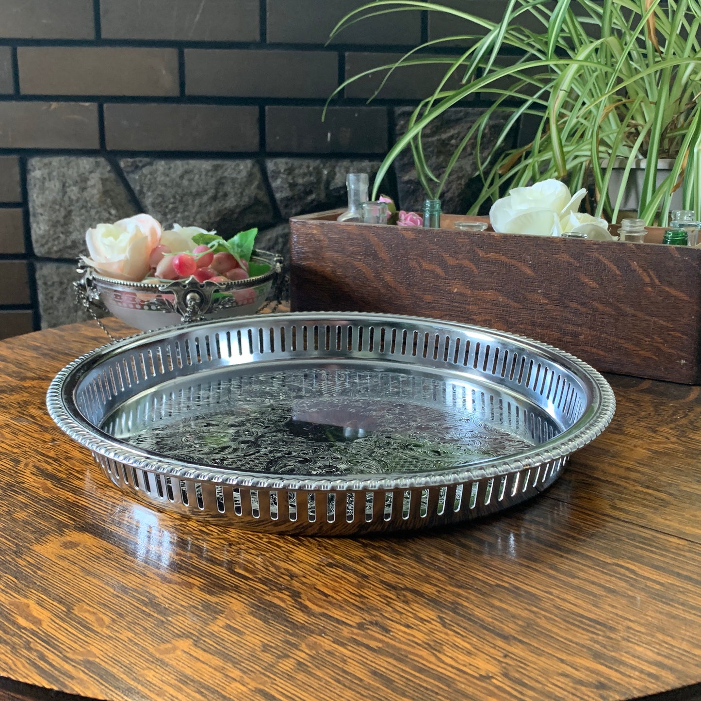 Silver Serving Tray Vintage Vanity Tray