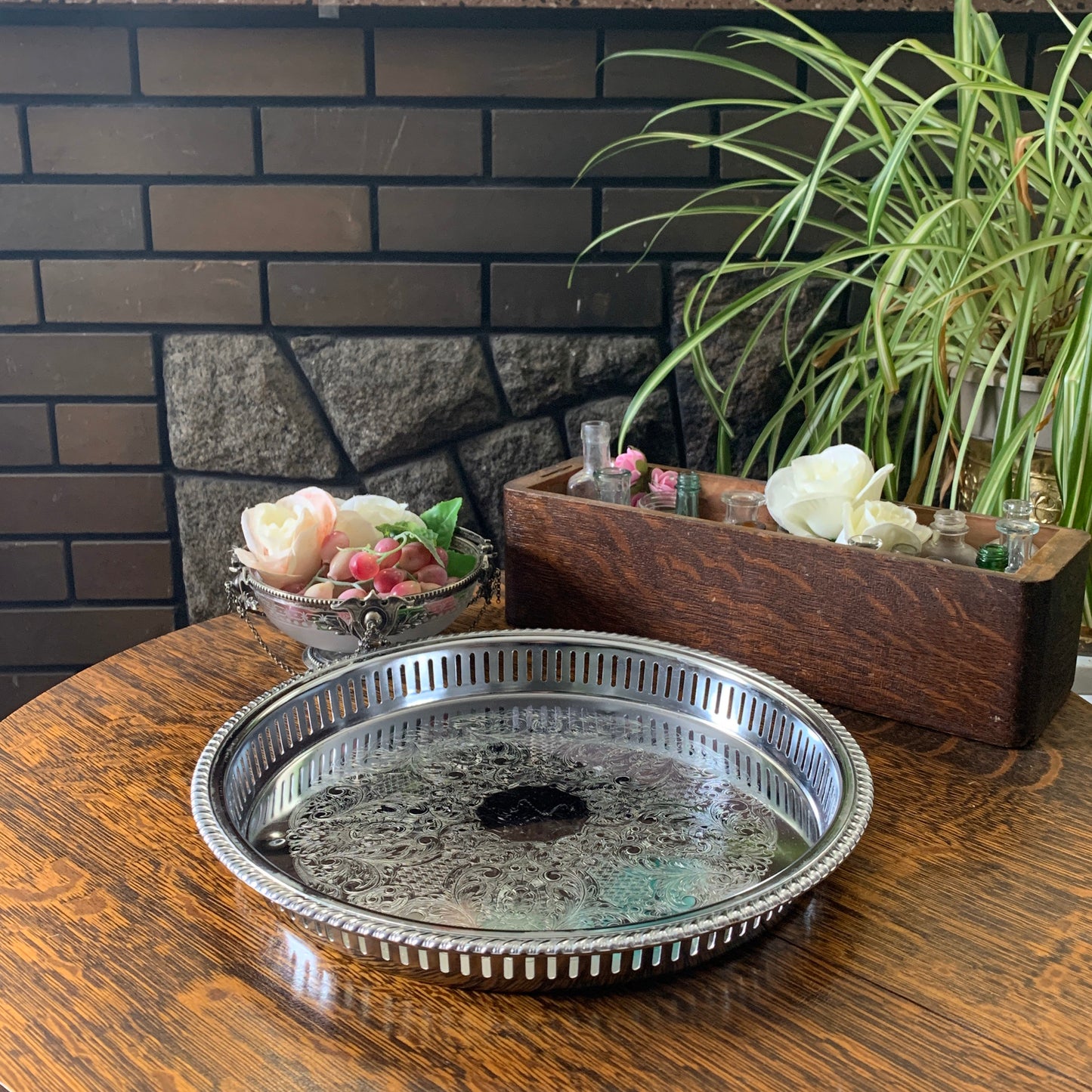 Silver Serving Tray Vintage Vanity Tray