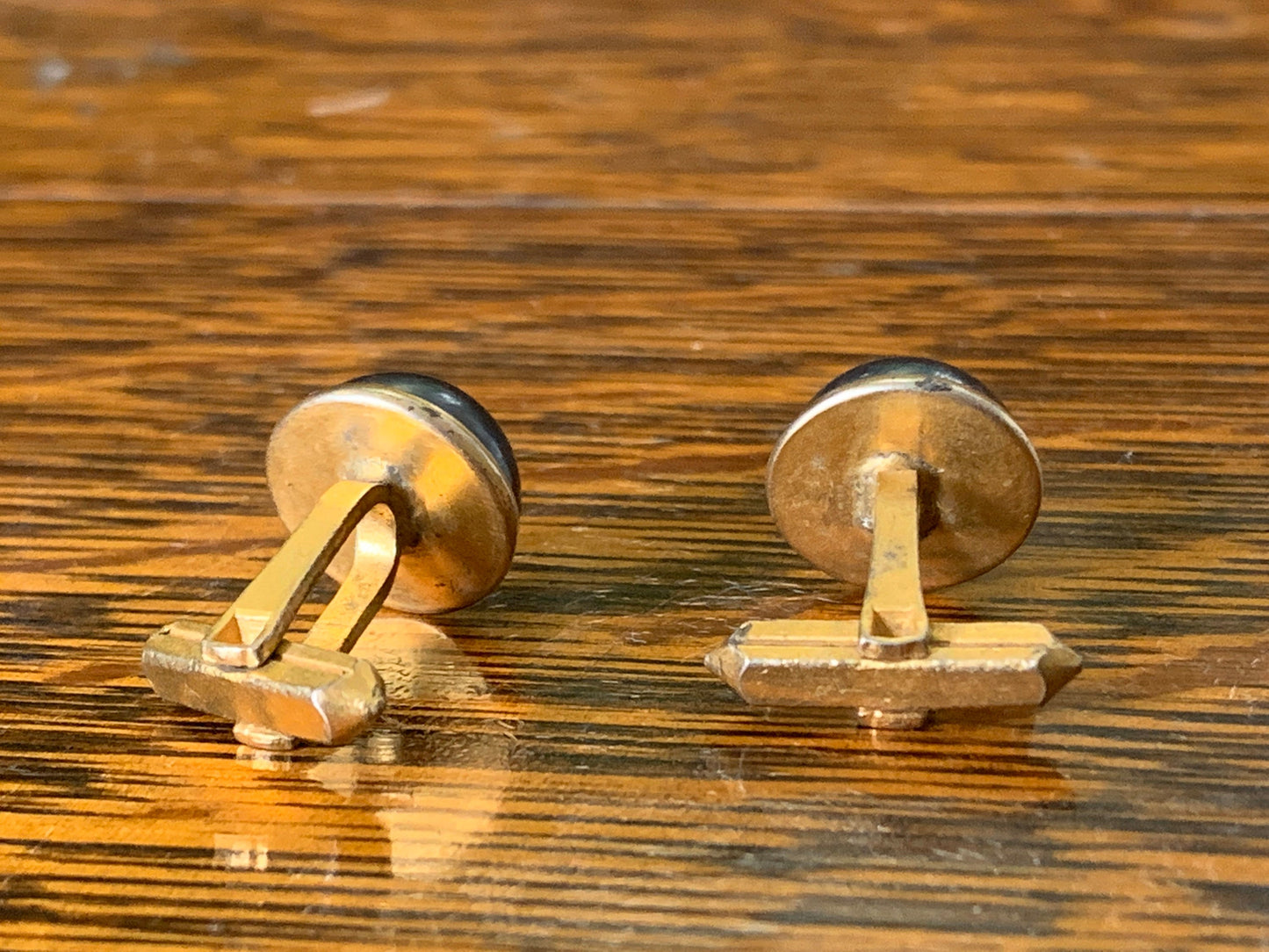 Round Black and Gold Vintage Cufflinks