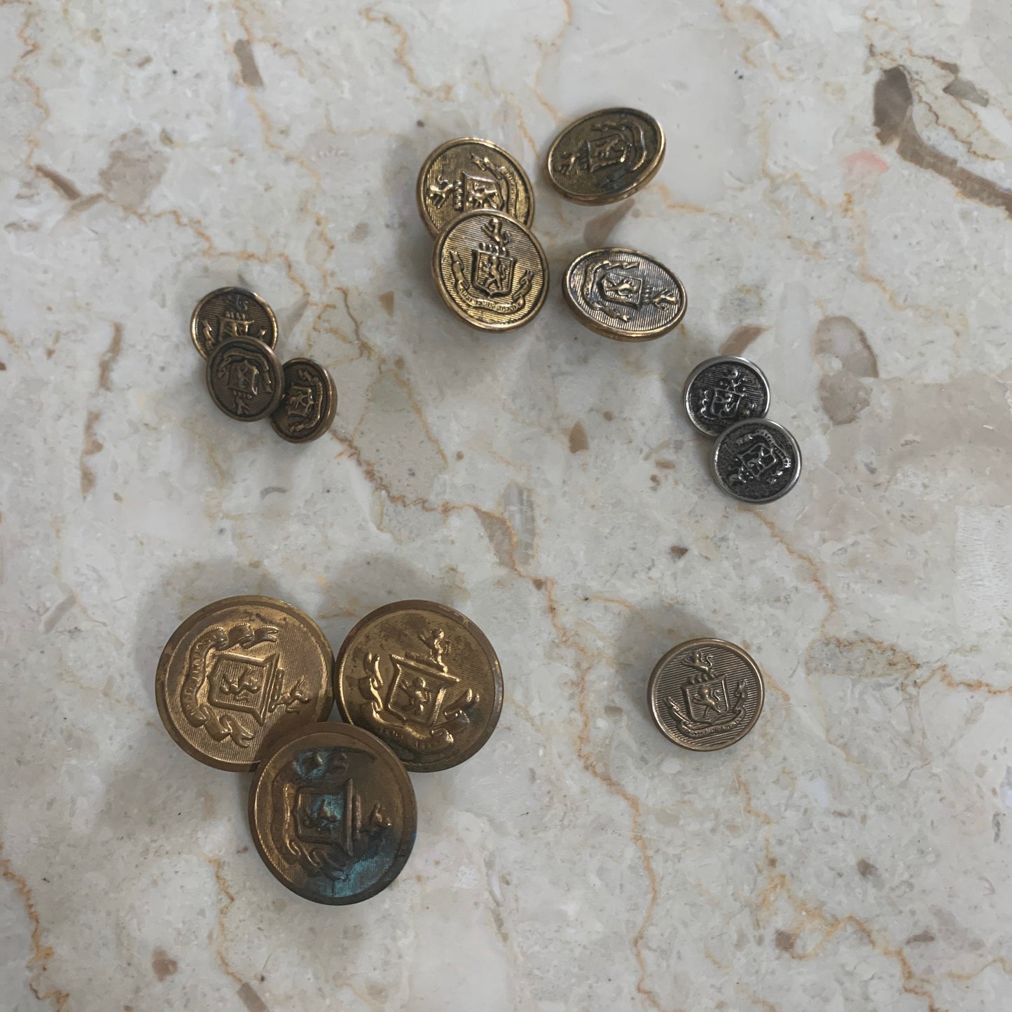 Vintage Brass Button Lot of 11 Spectemur Agendo Lion Crest