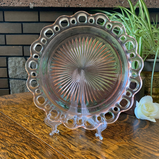 Pink Depression Glass Dinner Plate Old Colony Laced Edge Hocking Glass Company
