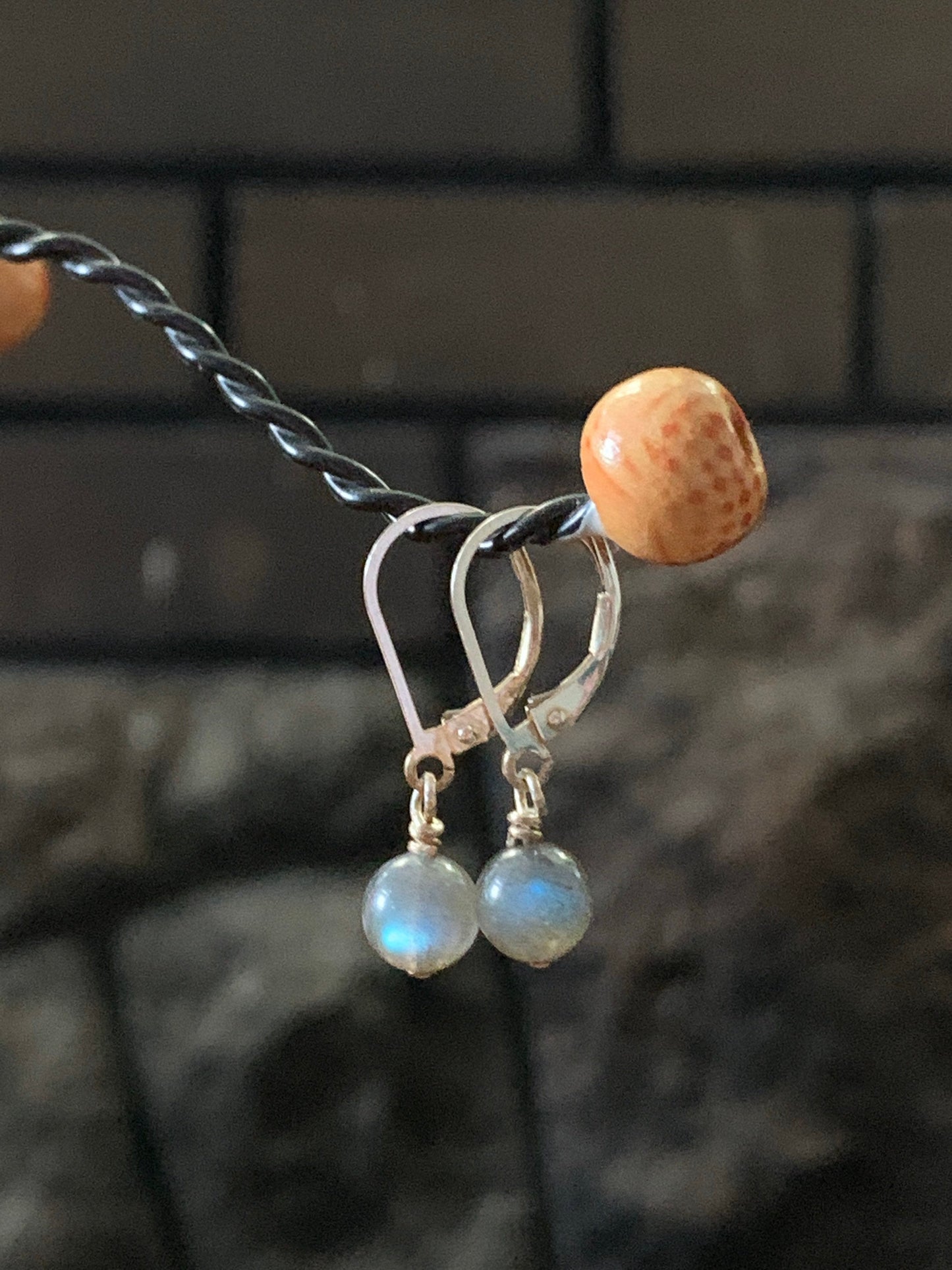 Sterling Silver Drop Earrings, Labradorite Lever Back Earrings