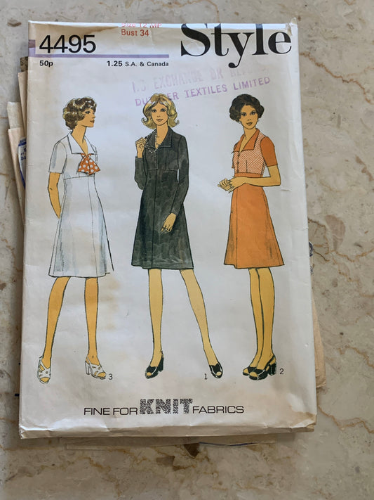 Short Sleeve Vintage Dress Sewing Pattern, High-line Bodice A-line Dress Pattern