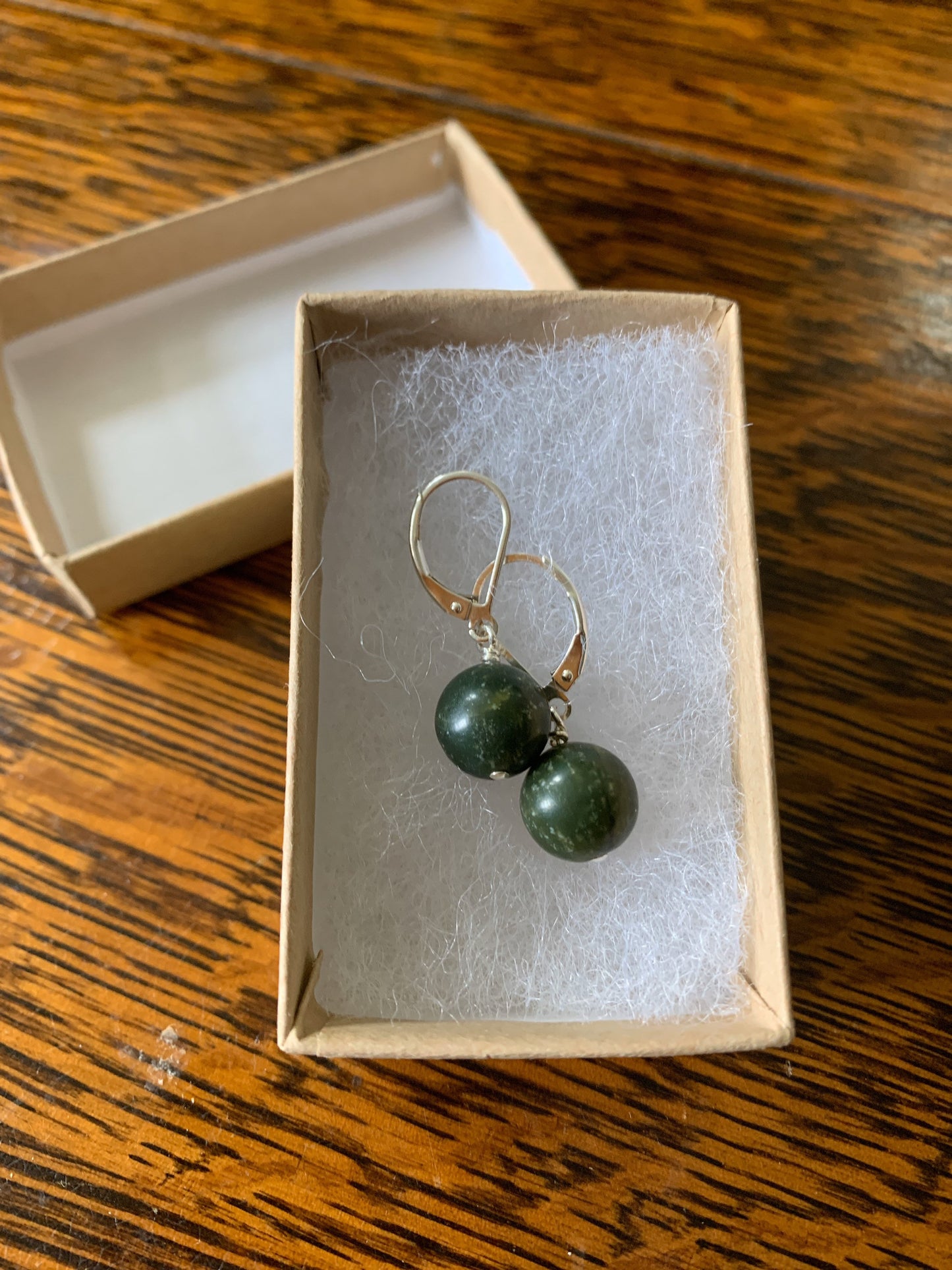 Sterling Silver Drop Earrings, Lucky Jade Lever Back Earrings