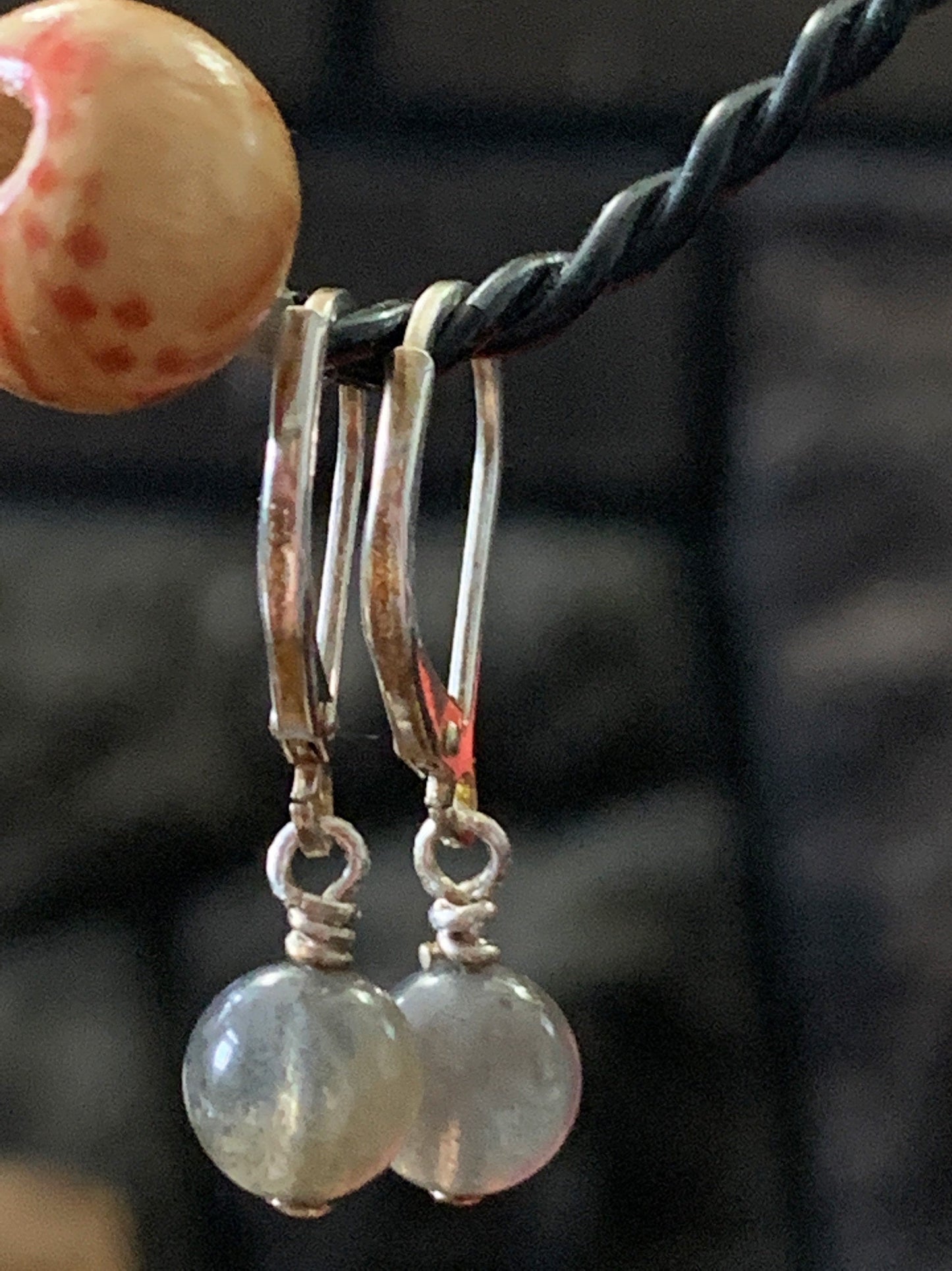 Sterling Silver Drop Earrings, Labradorite Lever Back Earrings