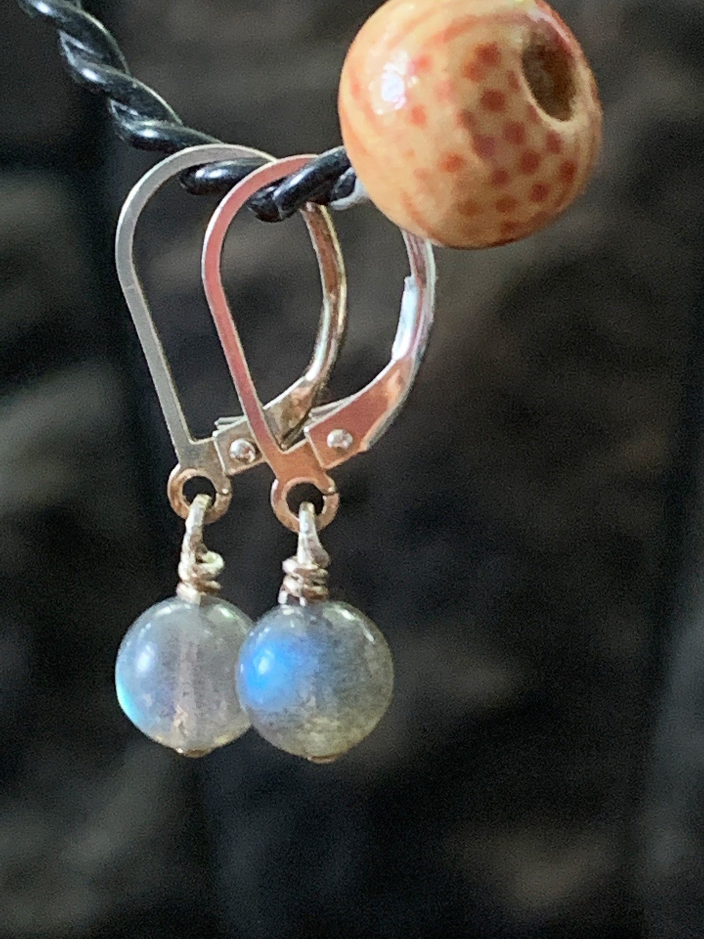 Sterling Silver Drop Earrings, Labradorite Lever Back Earrings