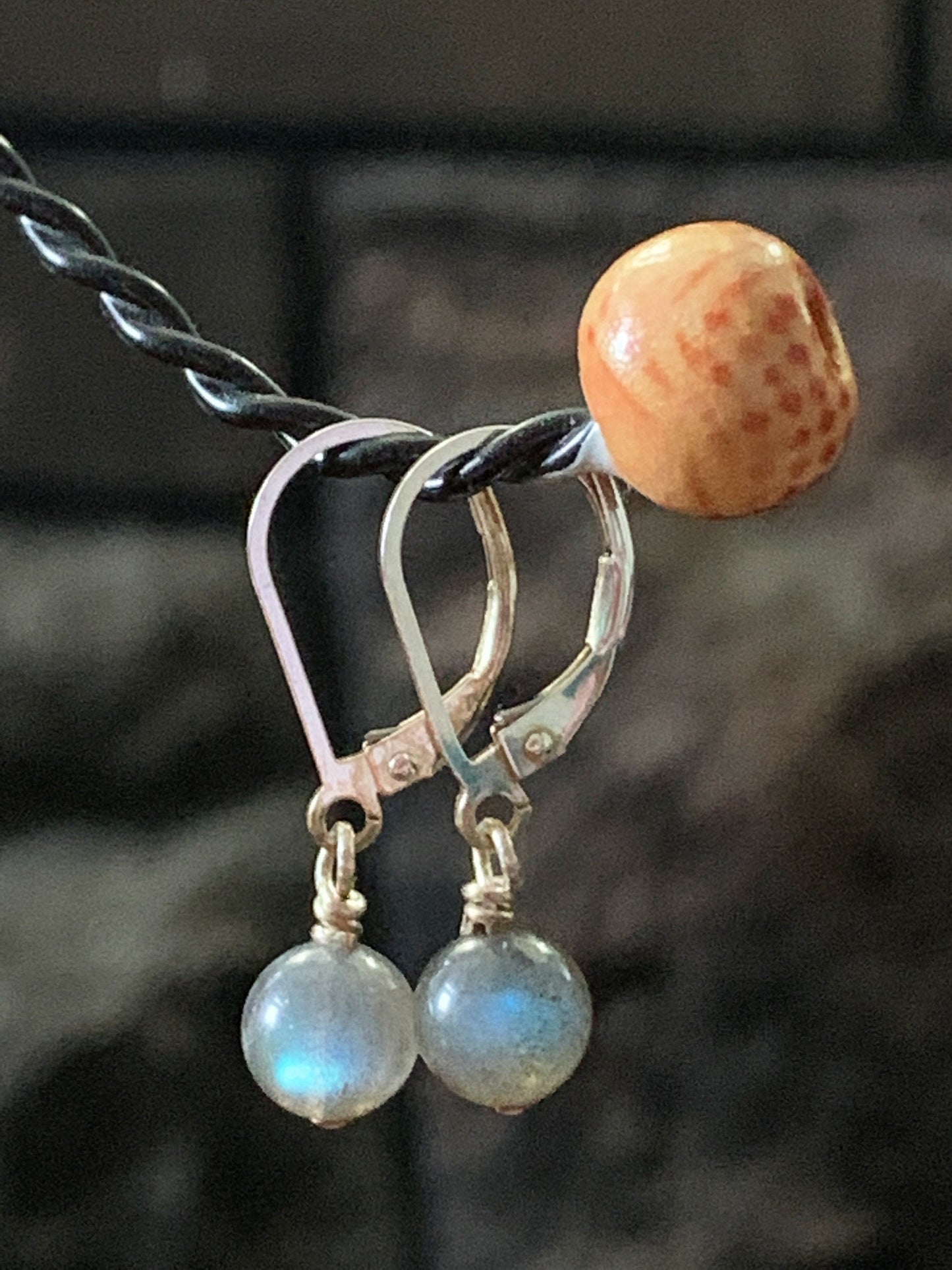 Sterling Silver Drop Earrings, Labradorite Lever Back Earrings