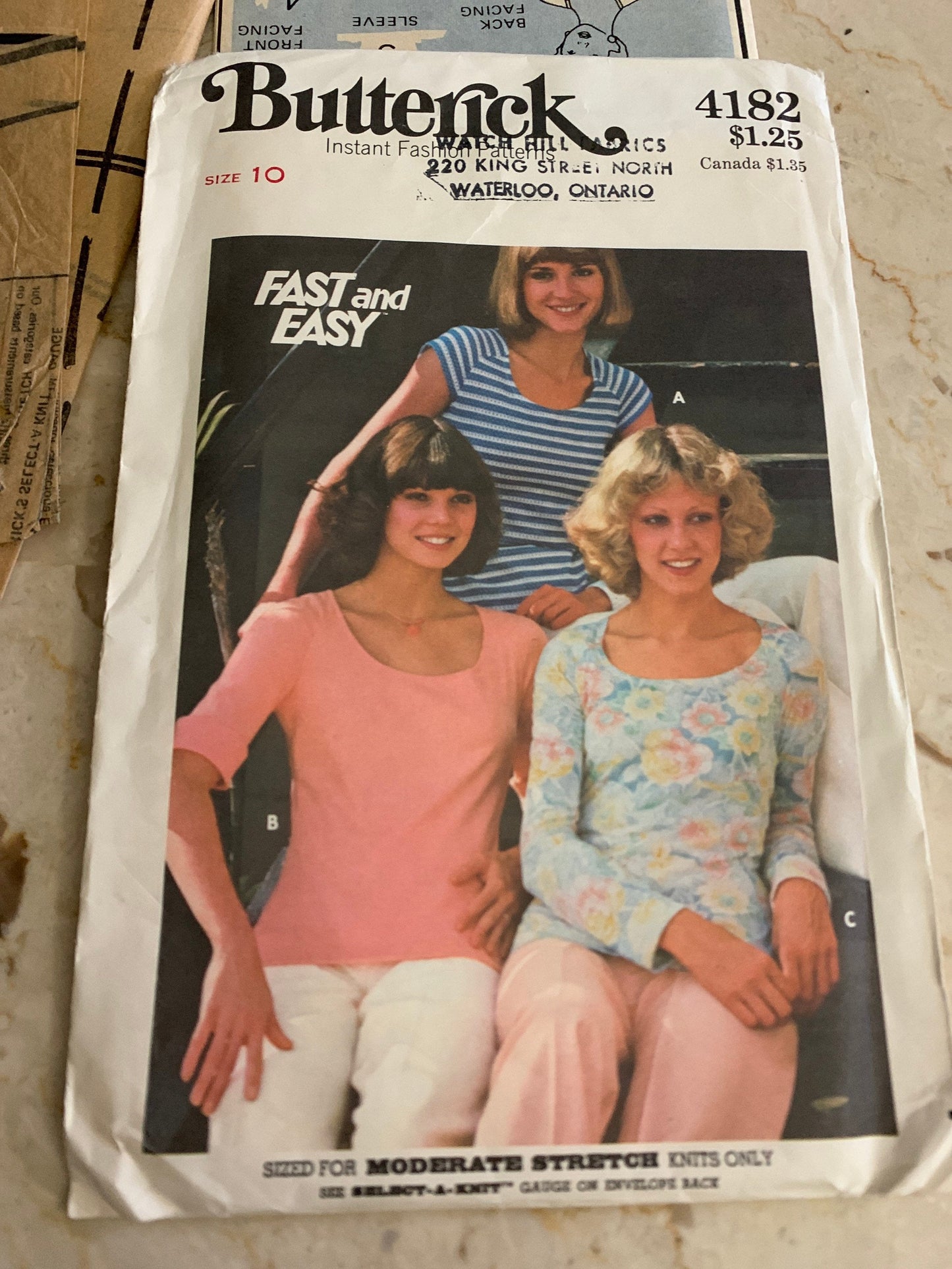 Misses Set of Tops Vintage Boat Neck T Shirt Sewing Pattern