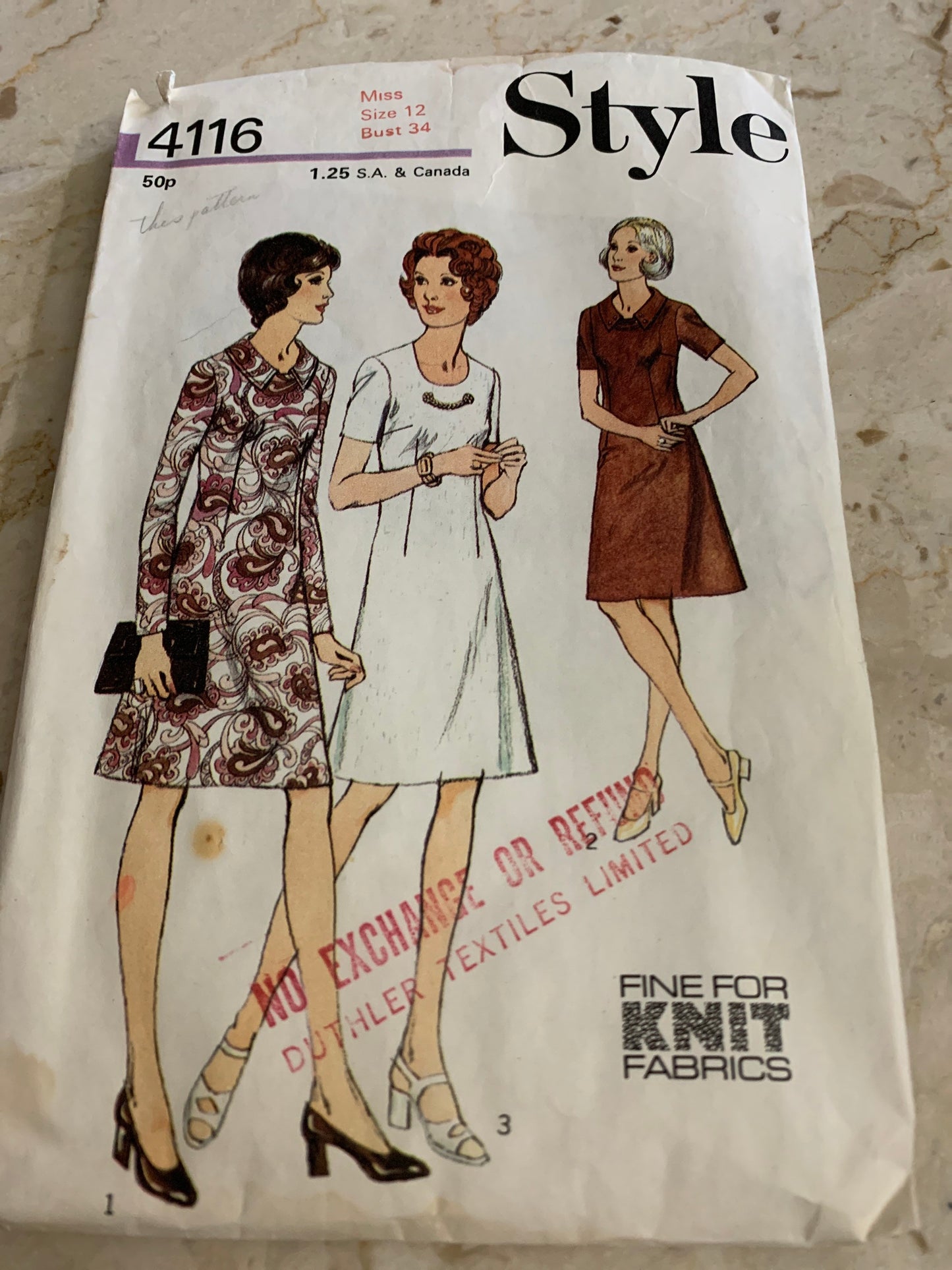 A Line Dress Vintage Sewing Pattern Long or Short Sleeve Mod Dress Vintage Pattern