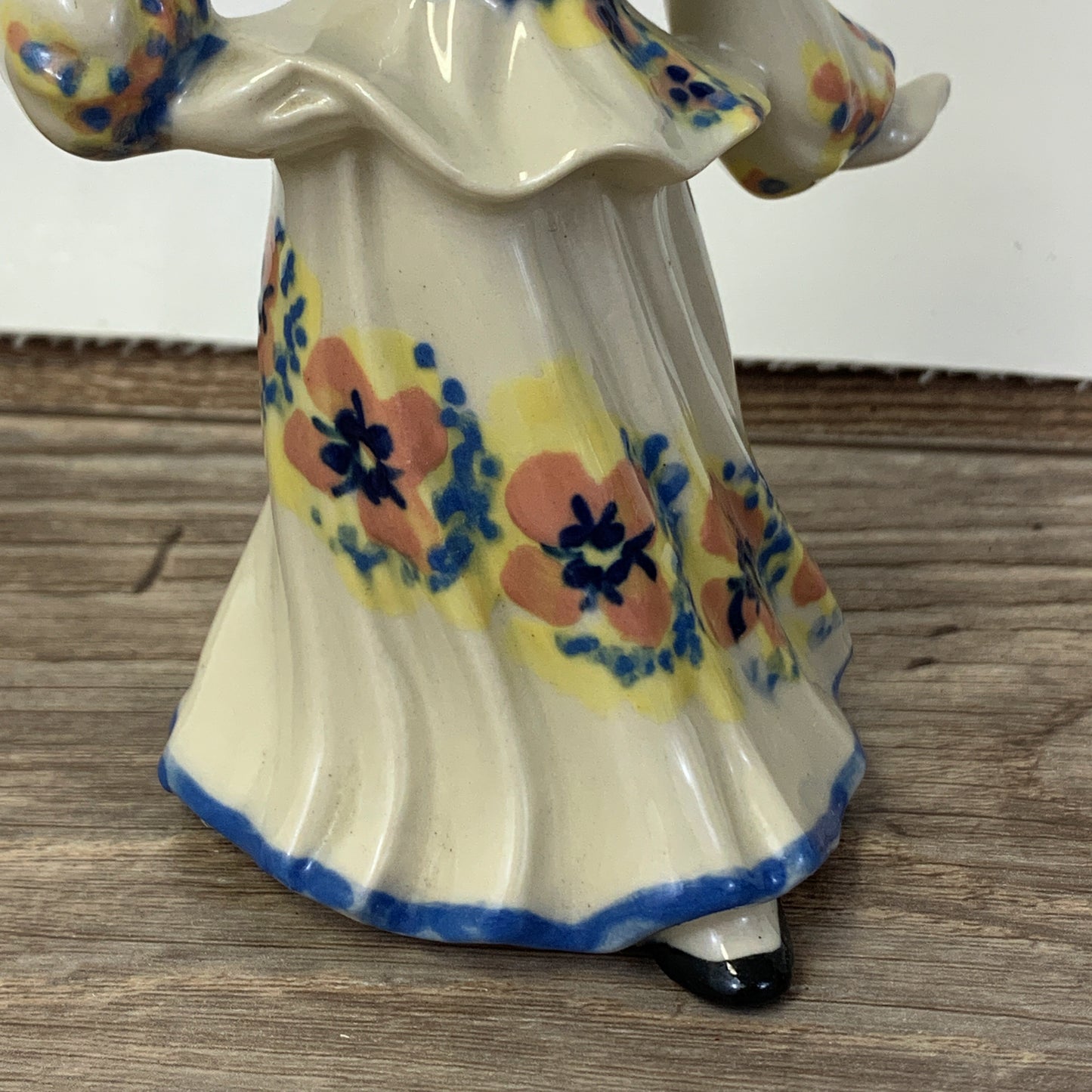 Vintage Ceramic Studios Dancing Girl, Hand Painted Ceramic Gypsy Figurine Pink and Blue