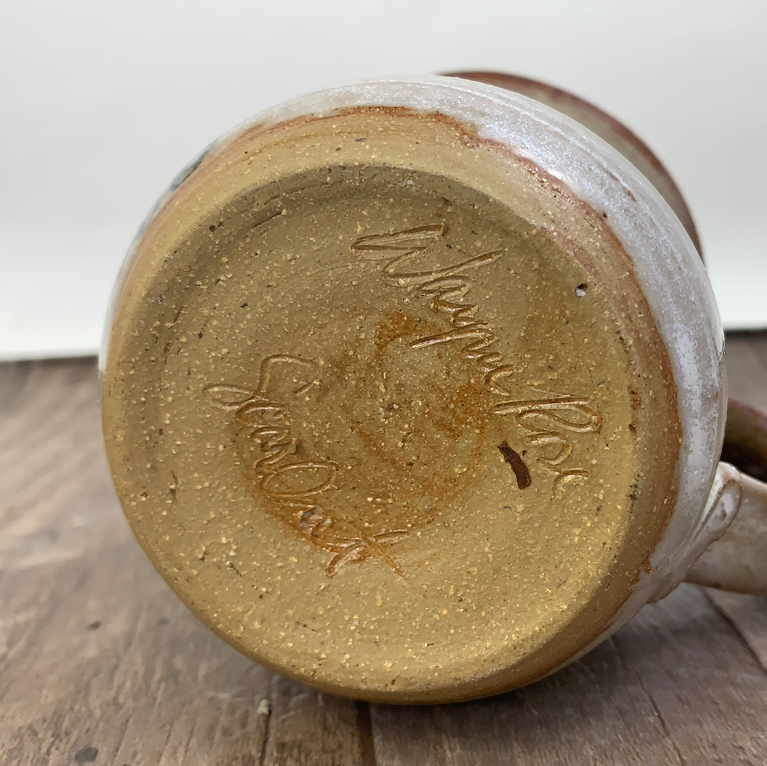 Vintage Drip Glaze Pottery Mug with Face Handmade Pottery Mug with Molded Face