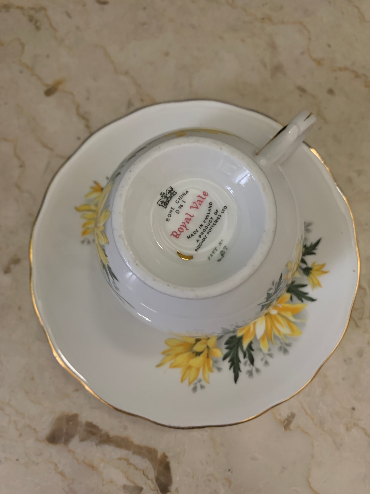 Vintage Tea Cup and Saucer with Yellow Floral Pattern