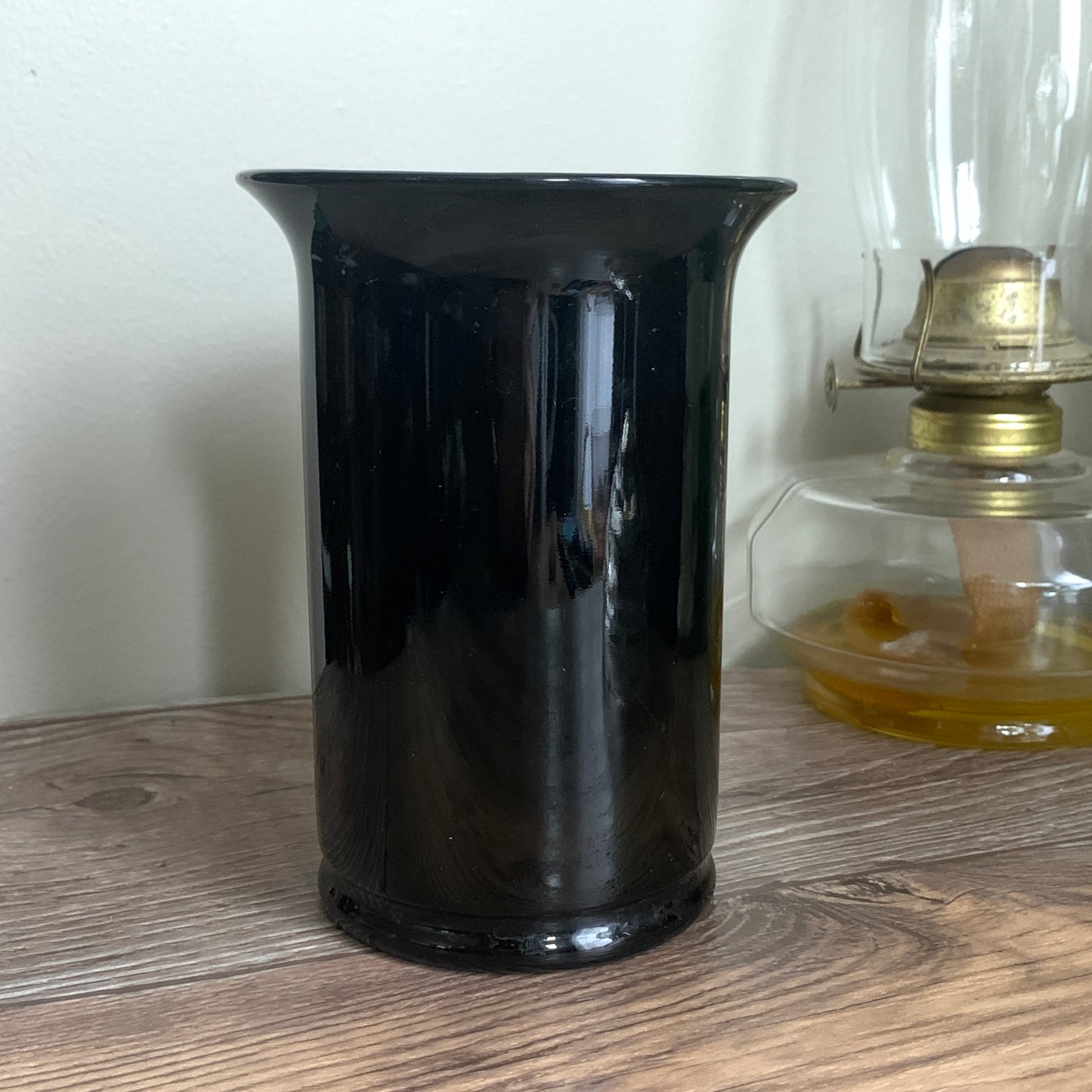 Vintage Black Amethyst Glass Vase, Gothic Home Decor, Black Glass Vintage Vase