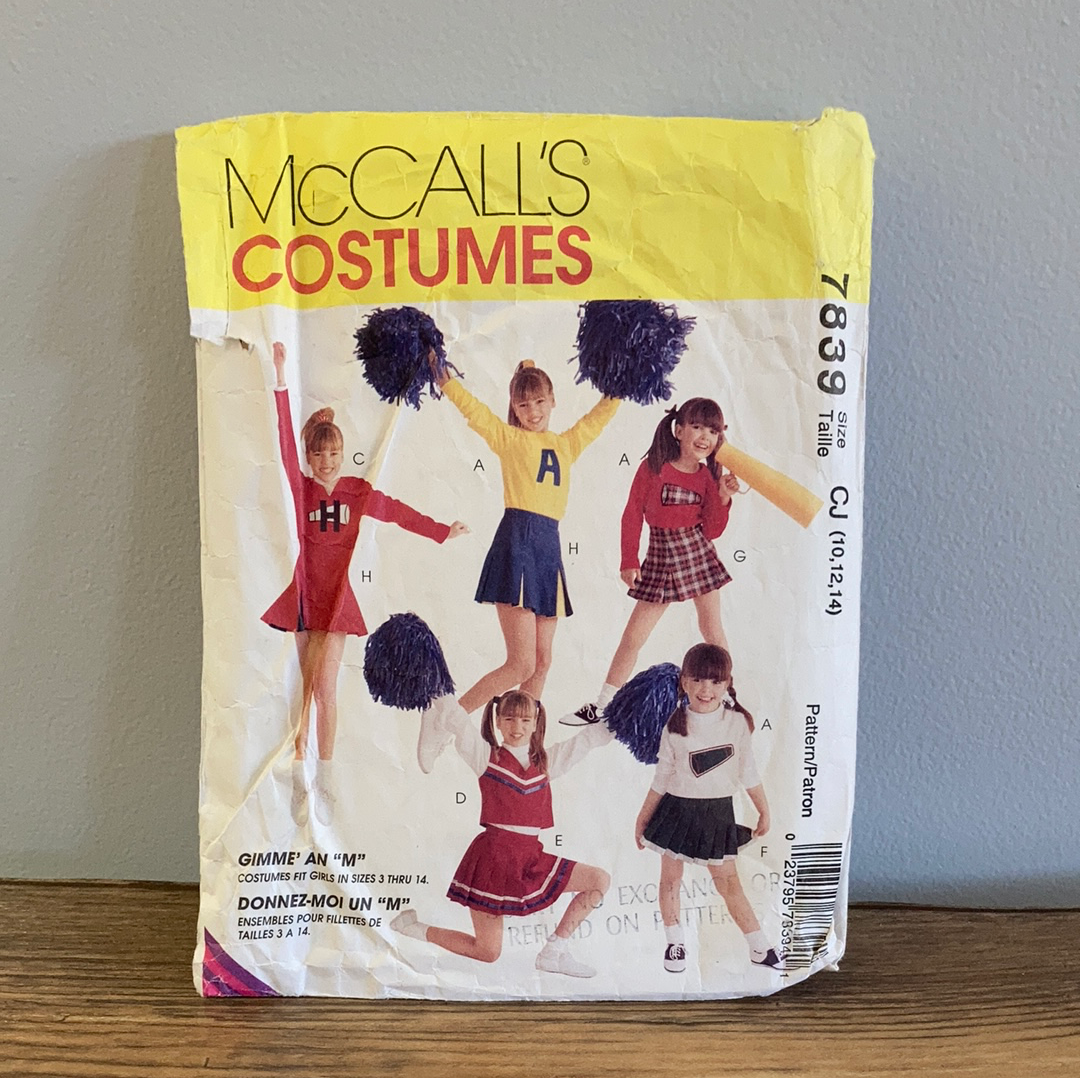 Girls Cheerleading Costume Sewing Pattern Size 10 to 14 McCalls 7839