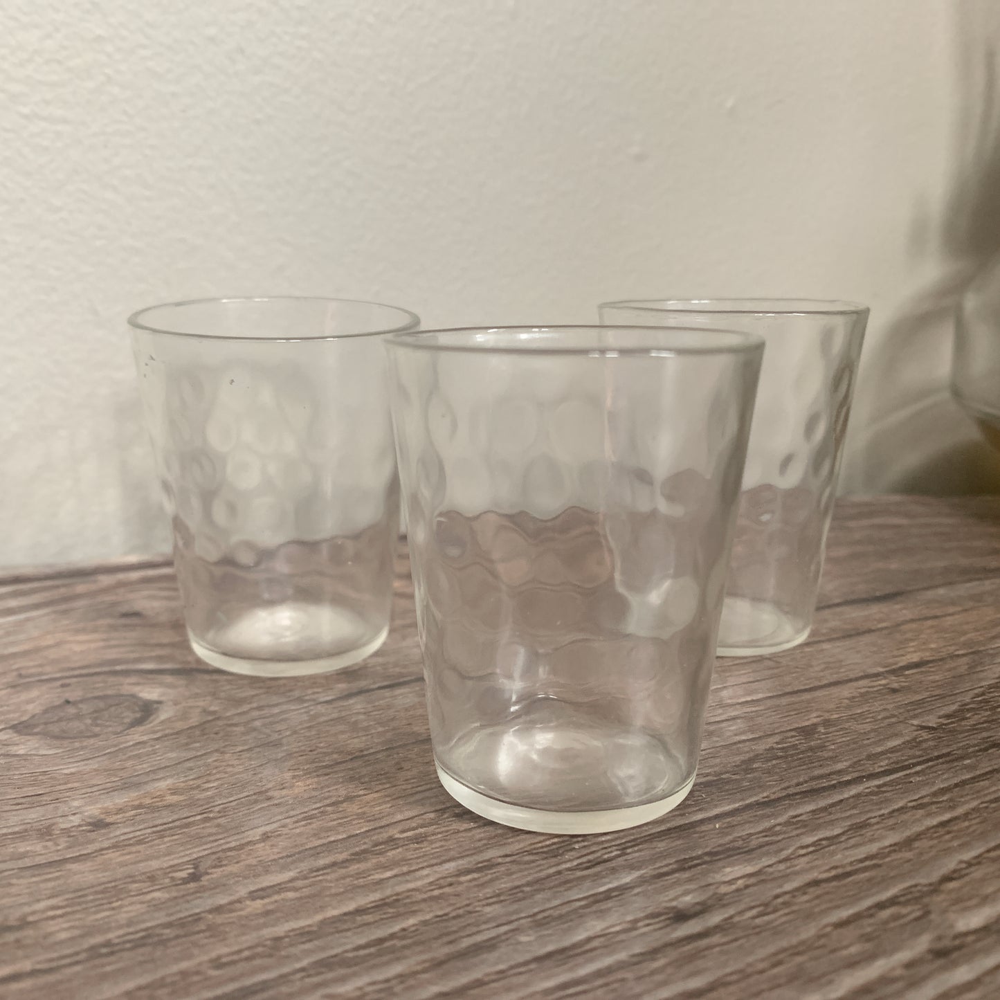 Set of 3 Coin Dot Shot Glasses, Vintage Clear Glass Shot Glasses