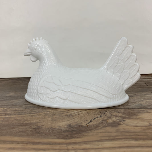 Milk Glass Hen No Nest - Small Chip - Replacement Lid for Hen on Nest Lidded Dish