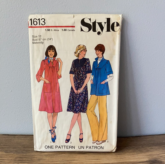 Maternity Top Dress Pants Vintage Sewing Pattern Size 12 Style 1613