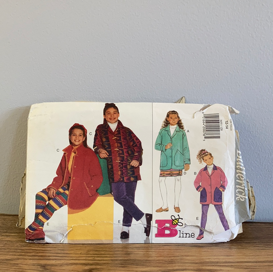 Girls Loose Fitting Jacket Straight Skirt Tapered Pants Sewing Pattern Size 12 to 14 Butterick 3655 Faux Wrap Skirt Below Hip Jacket