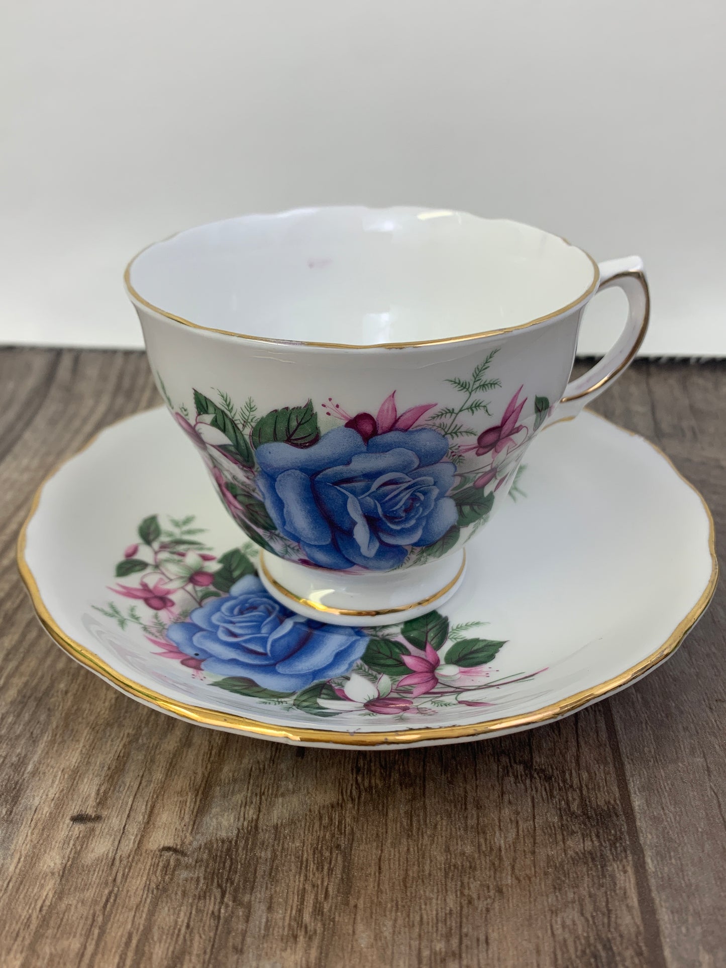 Vintage Teacup with Blue Roses Vintage Royal Vale English Tea Cup Vintage Gifts