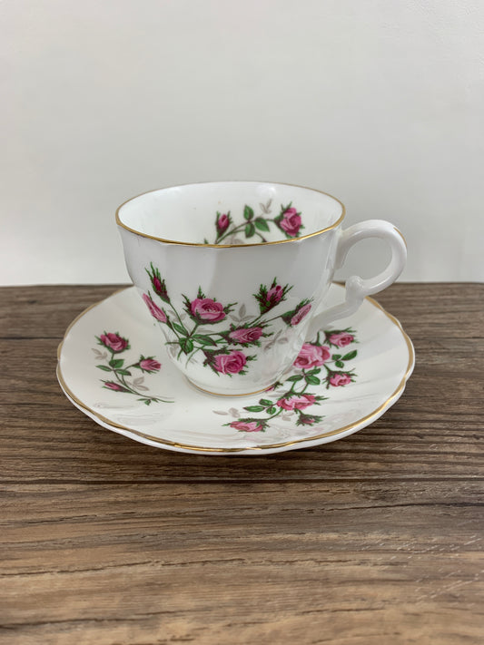Vintage Teacup with Pink Rosebuds Staffordshire Fine Bone China Tea Cup Mothers Day Gift