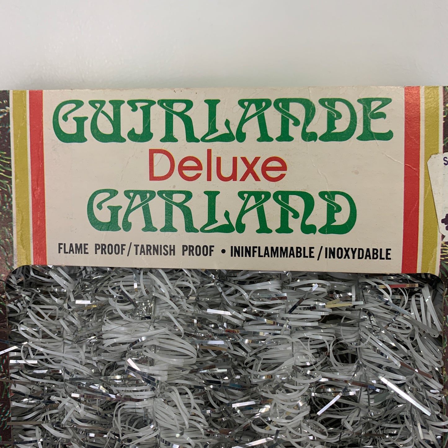 Vintage White and Silver Christmas Garland in Original Box