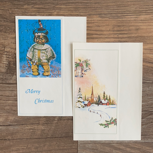 Vintage 1970s Christmas Cards Lot of 2 Junk Journal Paper Ephemera Scrap book Supply Vintage Christmas