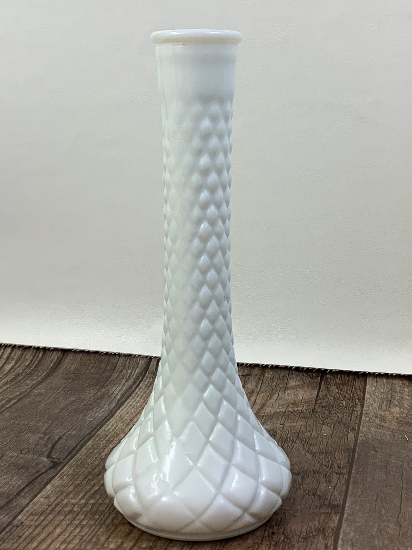 Vintage Milk Glass Teleflora Vase Diamond Pattern Vintage Farmhouse Decor