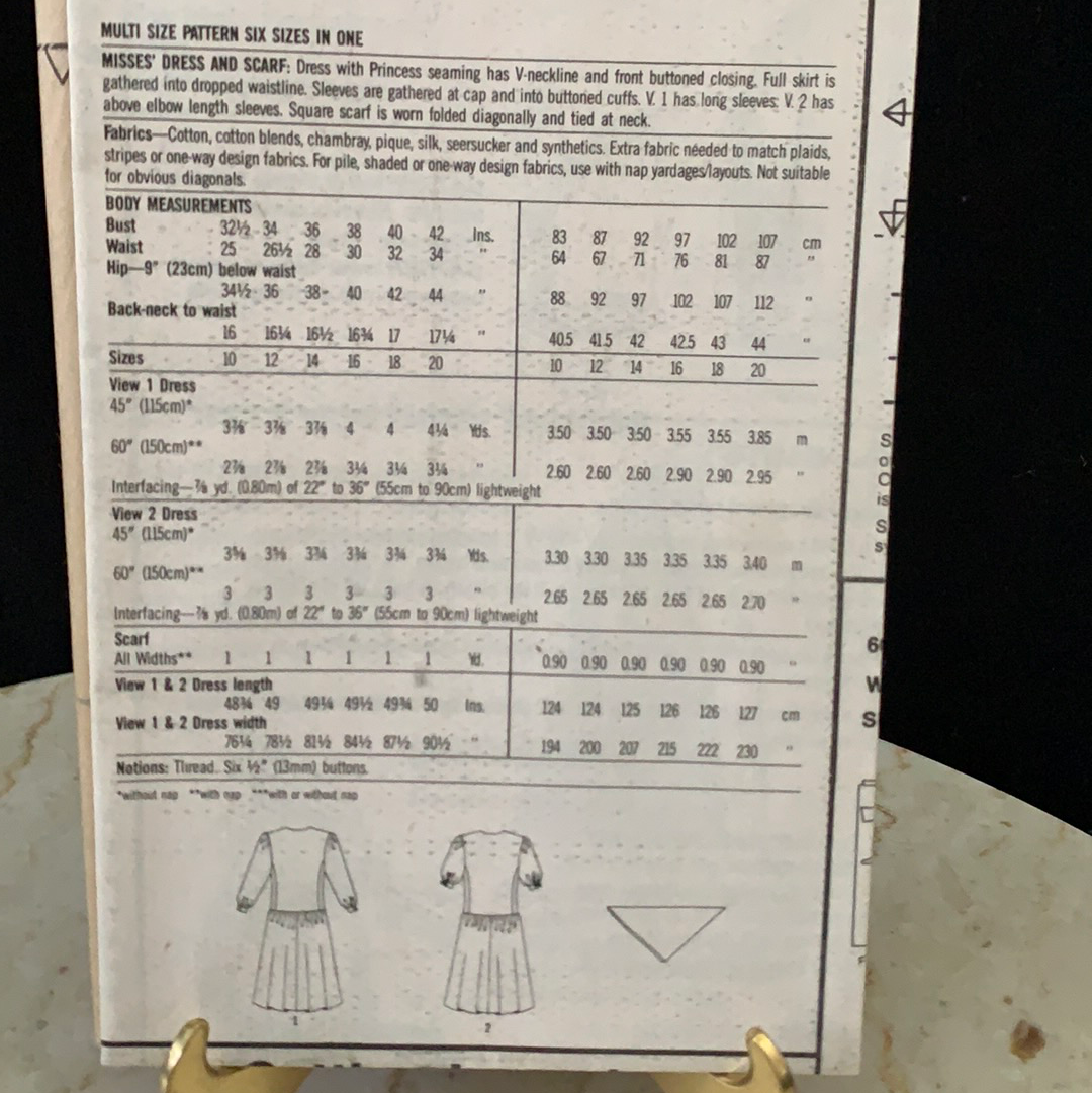 Vintage Sewing Pattern Ladies Dress and Scarf Multi Size Pattern Dress Sewing Pattern  5723
