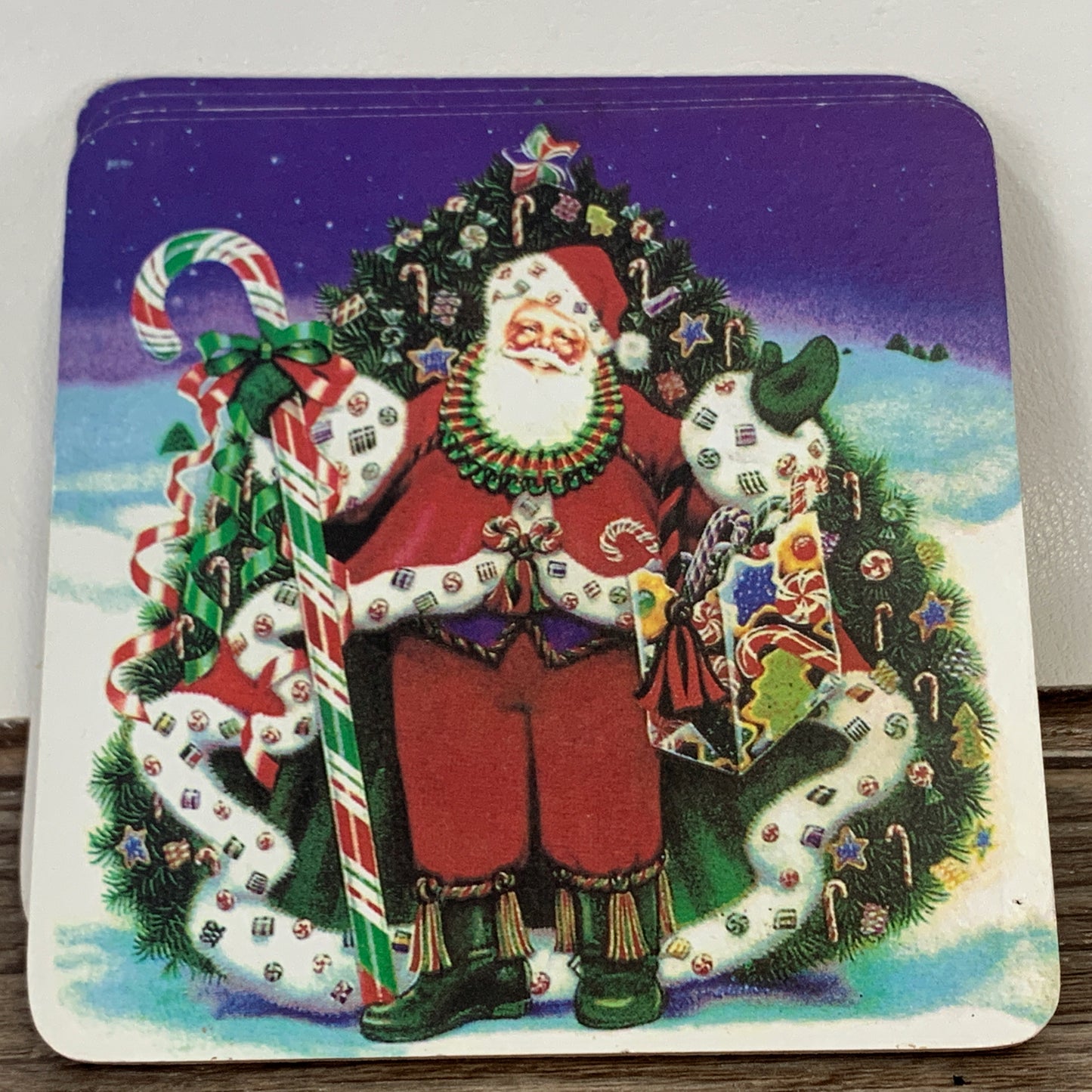 Santa Coasters with Cork Backing set of 4