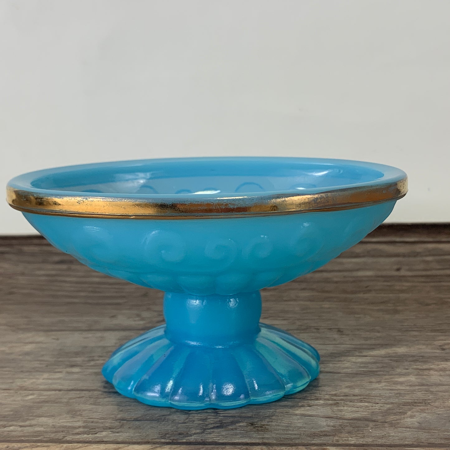 Vintage Avon Blue Glass Pedestal Soap Dish