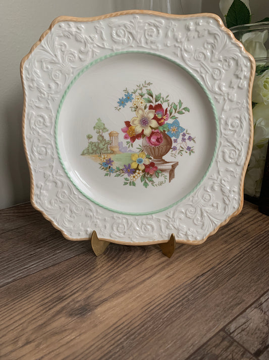 Royal Winton Antique China Plate with Raised Design Floral Pattern