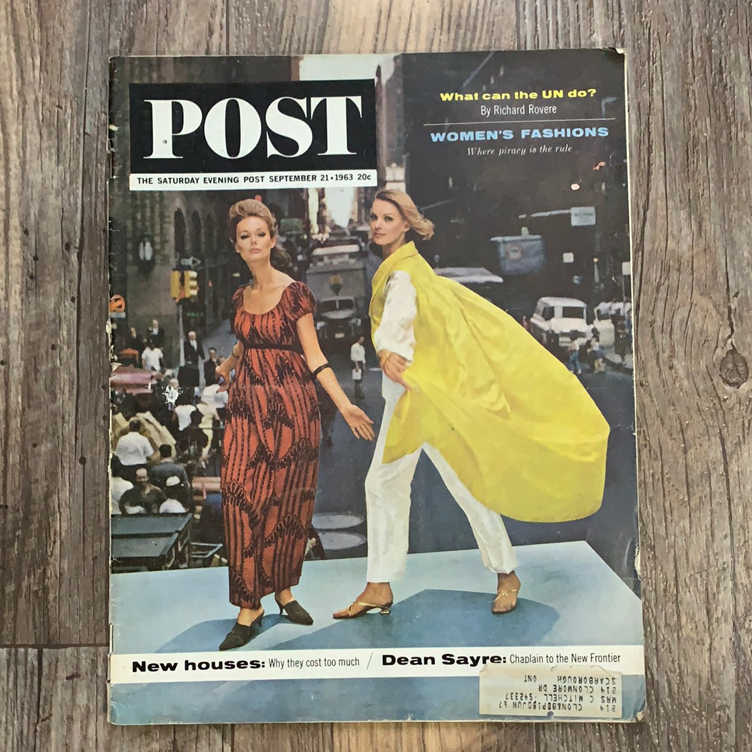 Saturday Evening Post September 21, 1963 Vintage Magazine Scrapbooking Paper Ephemera